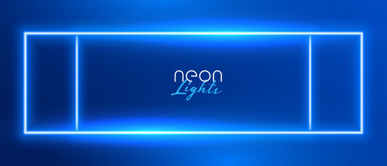 Wall Mural - blue neon rectangle frame background design