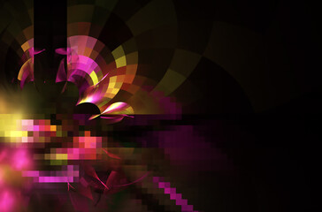 Poster - Technological textured background. Fractal graphics. Science and technology concept.