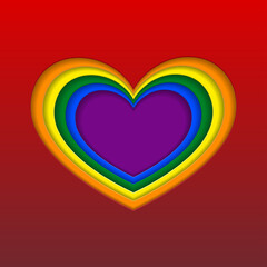 Sticker - LGBT cut paper heart background