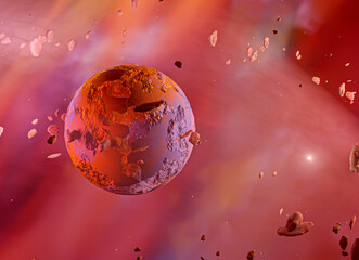 Wall Mural - Red planet in outer space.