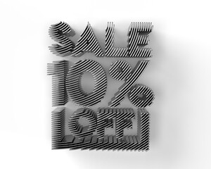 Wall Mural - 3D Render 10% OFF Sale Discount Banner - Discount offer 3D Illustration Design.