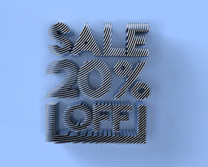 Wall Mural - 3D Render 20% OFF Sale Discount Banner - Discount offer 3D Illustration Design.