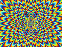 Pulsing Fiery Spirals. Optical Illusion Of Movement.