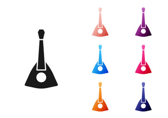 Poster - Black Musical instrument balalaika icon isolated on white background. Set icons colorful. Vector.