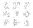 © Zeybart - Teamwork Related Vector Line Icons Simple Set of 9. Includes Icons such as Collaboration, Research, Meeting, leadership, communication and more. Editable Stroke. Modern line art icon set.