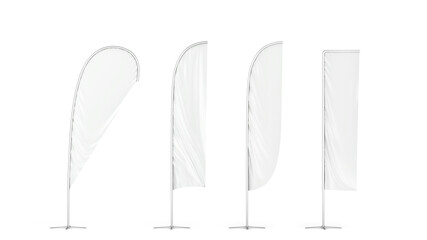 Set of blank flag banners