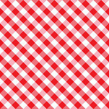 Gingham Red Checkered Seamless Pattern. Plaid Repeat Design Background. EPS10 Vector Illustration, CMYK Redy To Print.