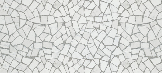 Broken tiles mosaic seamless pattern. Cream and Brown the tile wall high resolution real photo or brick seamless and texture interior background.
