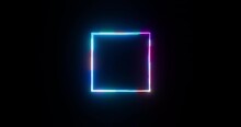 Neon Square Seamless Looped Animation Fluorescent Ultraviolet Light Glowing Neon Lines Abstract Background With Neon Square Pattern LED. 4K Video Animation