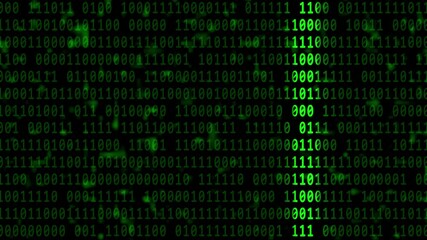 Poster - Abstract motion over varying green binary code background in 4K - brightening via light bar in horizontal movement