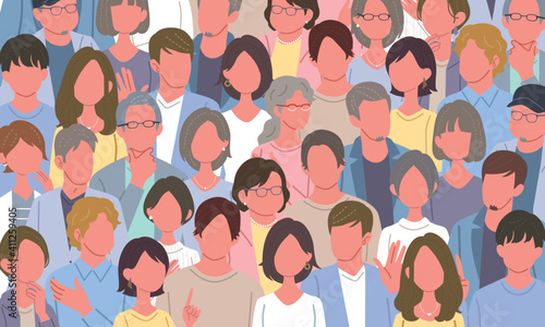 様々な人々のイラスト 大勢の男女 人物 バナー Wall Mural Matsu