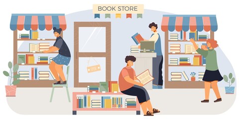 Wall Mural - Book Shop Flat Composition