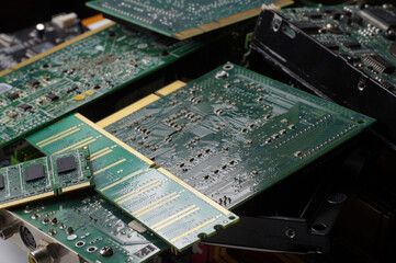 Fototapete - RAM modules, primarily used as main memory in personal computers, workstations, and servers. Big close-up.