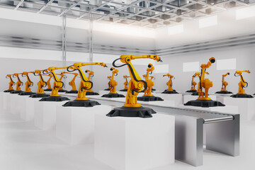 Wall Mural - concept business and industry 4.0 modern technology factory,smart industrial plant automation arm ro