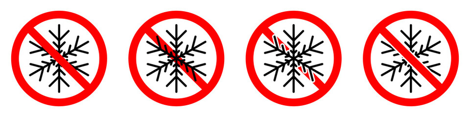 Poster - Stop or ban red round sign with snowflake icon. Freezing is prohibited