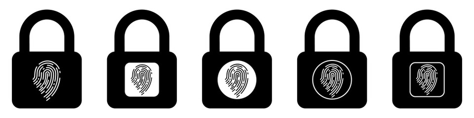 Canvas Print - fingerprint padlock icon. scan fingerprint icon. security concept icon.