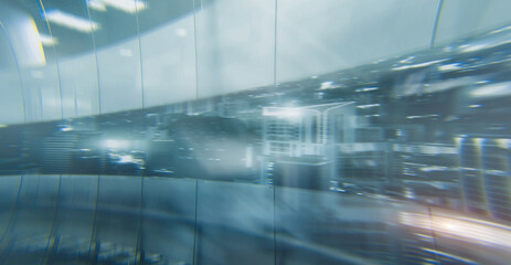 Wall Mural - Modern city urban futuristic architecture double exposure