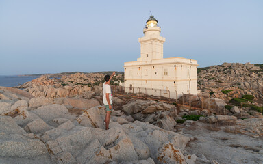 Wall Mural - Sunset at the Capotesta Lighthouse in Sardinia