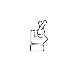 Sticker - cross fingers emoji, hand gesture line art vector icon for apps and websites