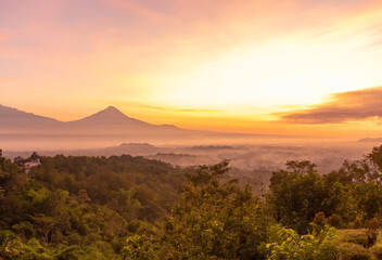 Canvas Print - Lever de soleil à Yogyakarta, Indonésie