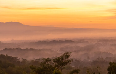 Poster - Lever de soleil à Yogyakarta, Indonésie