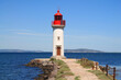 Onglous lighthouse in Marseillan, a seaside resort in the Herault department in southern France
