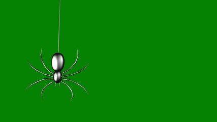 Wall Mural - metallic spider swinging on web green screen 4k loop features a metallic spider swinging from a web 
