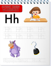 Alphabet Tracing Worksheet With Letter And Vocabulary
