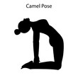 Camel pose yoga workout silhouette. Healthy lifestyle vector illustration