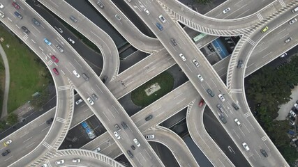 Wall Mural - Aerial photography of urban road overpass