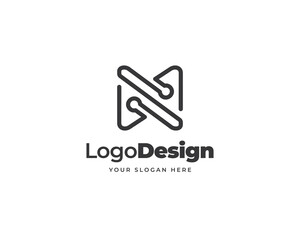 Poster - N letter tech monogram logo vector. Creative technology logo design