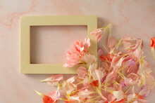 Flower Frame. Carnation Petal With Pink Photo Frame.