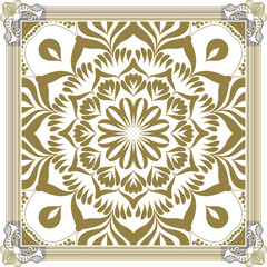 Poster - Silk scarf with apple blossom. Abstract seamless vector pattern with hand drawn floral elements.brown color