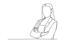 Confident Business Woman - Continuous One Line Drawing