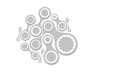 Poster - Elements similar to gears on a light background. Gears as a symbol of something mechanical. Texture with many gears. Light coloured pattern on theme of mechanics. Background on topic of mechanics.