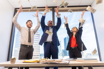 Wall Mural - Employees celebrating business success