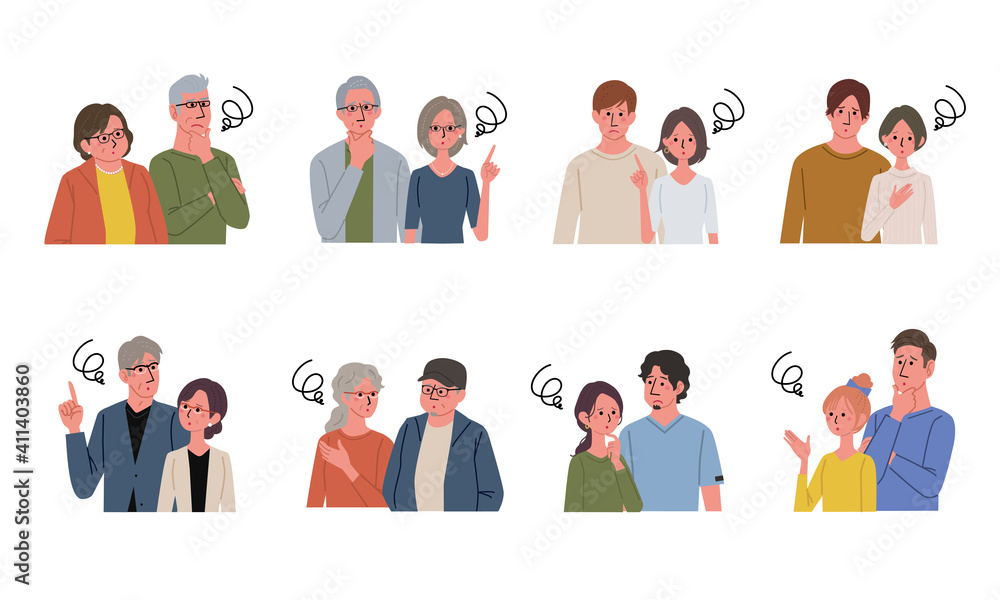 困る表情のイラスト 複数の男女 イラスト セット Wall Mural Matsu 困る表情のイラスト 複数の男女 イラスト セット Wall Mural Matsu