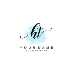 HT Initial handwriting logo template vector