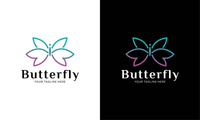 butterfly logo vector line outline monoline icon illustration