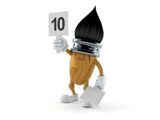 Wall Mural - Paintbrush character with rating number