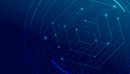 Poster - abstract lines and dots connect background. technology connection digital data and big data concept.