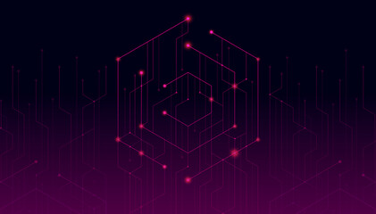 Poster - abstract lines and dots connect background. technology connection digital data and big data concept.