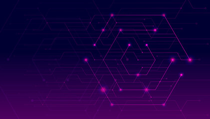 Poster - abstract lines and dots connect background. technology connection digital data and big data concept.
