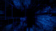 © RocknRoller Studios - Futuristic, Blue Digital Grid background. Network Tech Wallpaper. 3D Render
