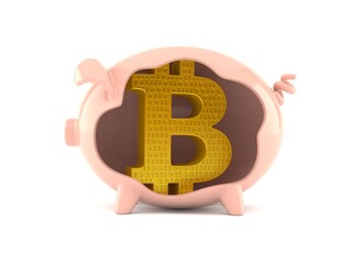 Canvas Print - Bitcoin inside piggy bank