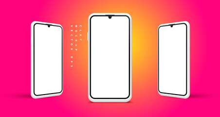 Aufkleber - Minimalist modern clay mockup smartphones for presentation, application display, information graphics etc. Vector EPS.