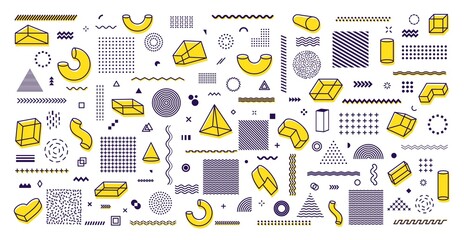 Poster - Big set of geometric shapes. Retro design elements collection for use in ad, banner, poster, web. Vintage vector geometric shapes elements.