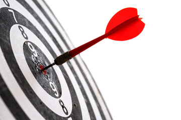 Target hit in the center by arrows. Success goals Targeting the business concept. Target and goal as concept. isolated on white background.