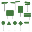 © cammep - Big Set Green Stop Signs And Traffic Sign Collection White Background With Gradient Mesh, Vector Illustration
