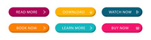 Set Of Modern Web Buttons. Colored Action Buttons For Web Site And Interface. Vector Illustration.